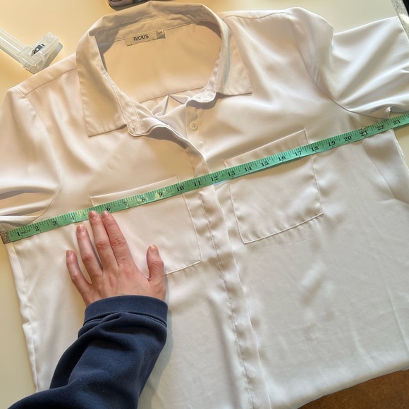 RICKIS, White Button Up Shirt, Long Sleeve, Size Large - Picture 7 of 8